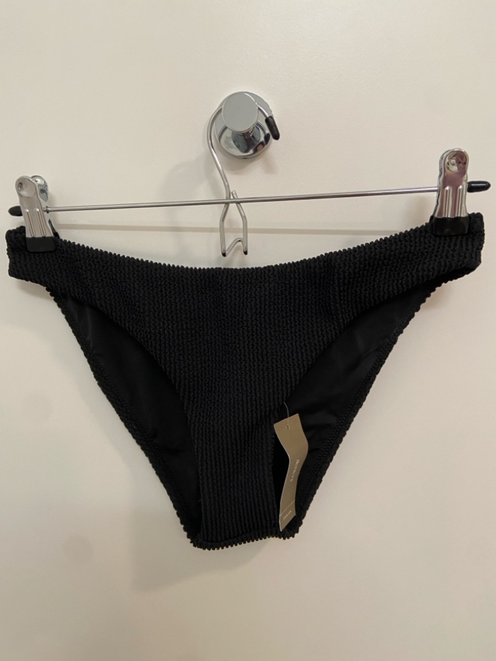 NWT J. Crew Black Textured Bikini Bottoms S